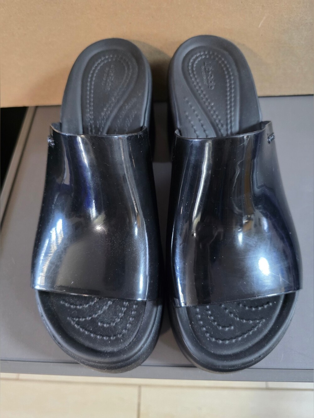 Crocs Brooklyn Slide High Shine Heel Sandals